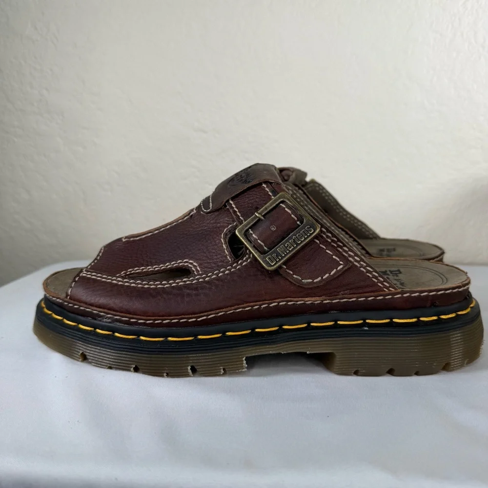 Vintage Dr. Doc Martens 8A59 Fisherman Sandals Chunky Buckle Strap Brown Slides